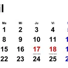 Calendario Semana Santa Abril de 2025