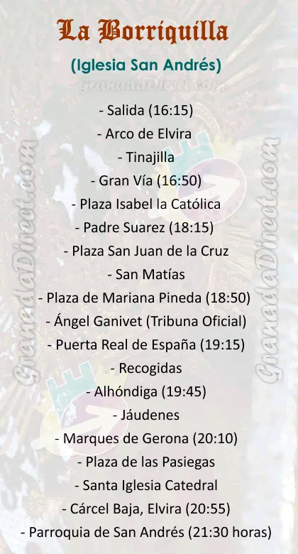 Itinerario de Jesús de la Entrada en Jerusalén en Granada