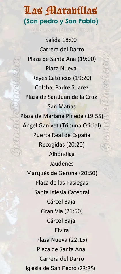 Itinerario de la Hermandad de la Sentencia y Maravillas de Granada