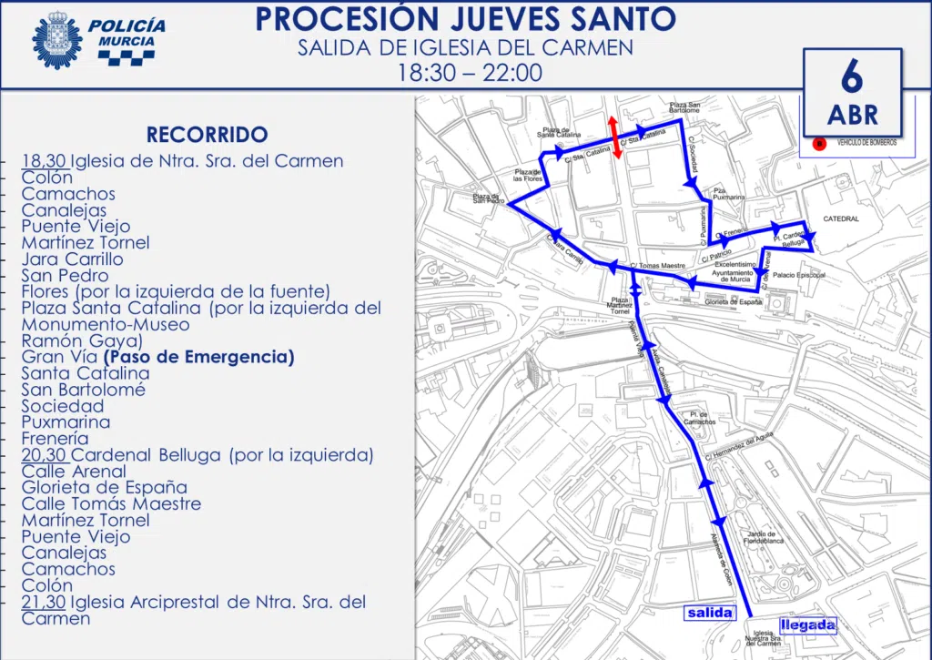 Itinerario Jueves Santo Carmen Murcia