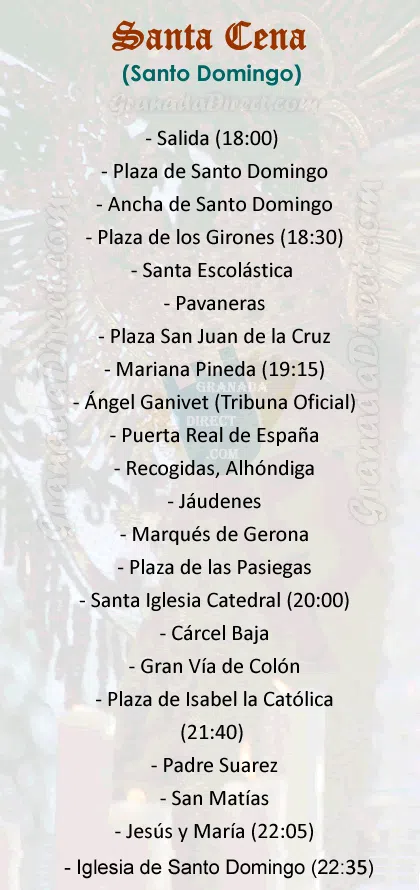 Itinerario de la Hermandad de la Santa Cena de Granada