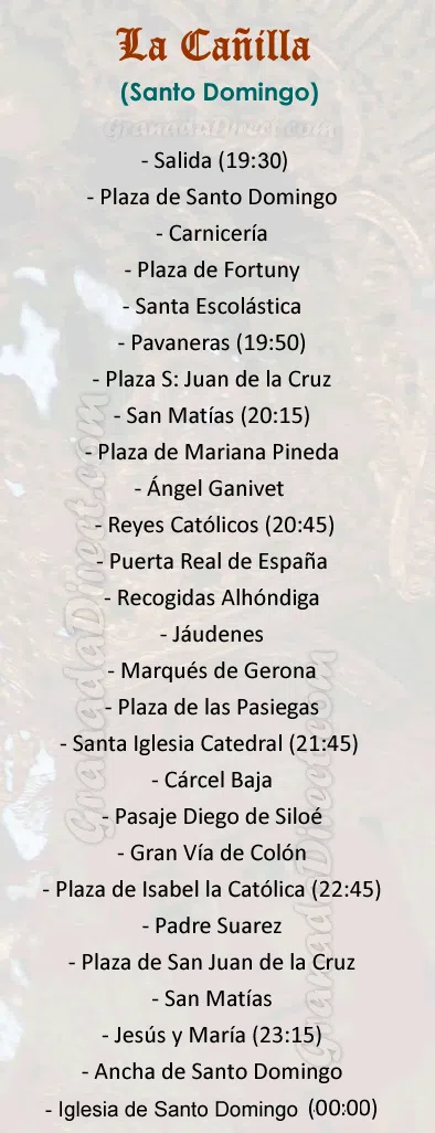 Itinerario del Señor de la Humildad en Granada