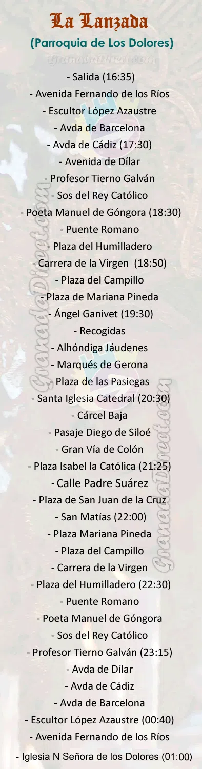 Itinerario de Cristo de la Lanzada en Granada