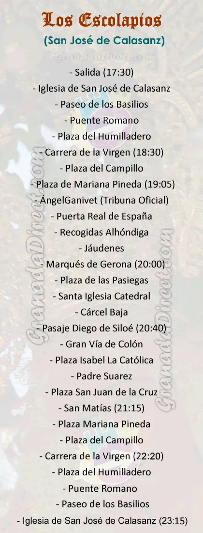 Itinerario de la Virgen del Mayor Dolor en Granada