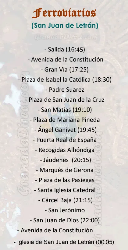 Itinerario del Cristo de la Buena Muerte en Granada