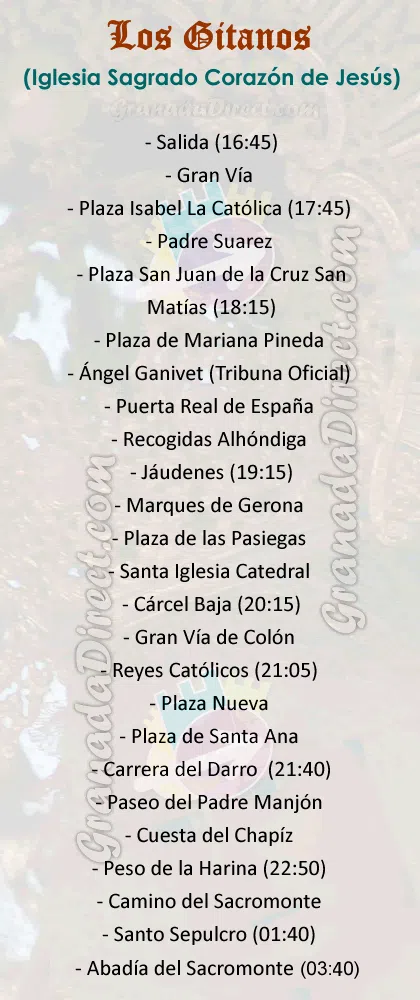 Itinerario del Cristo del Consuelo en Granada