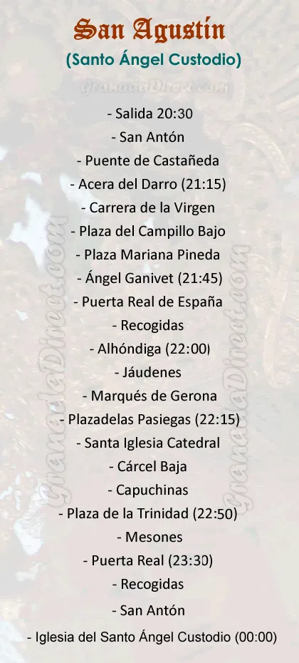 Itinerario del Cristo de San Agustín en Granada