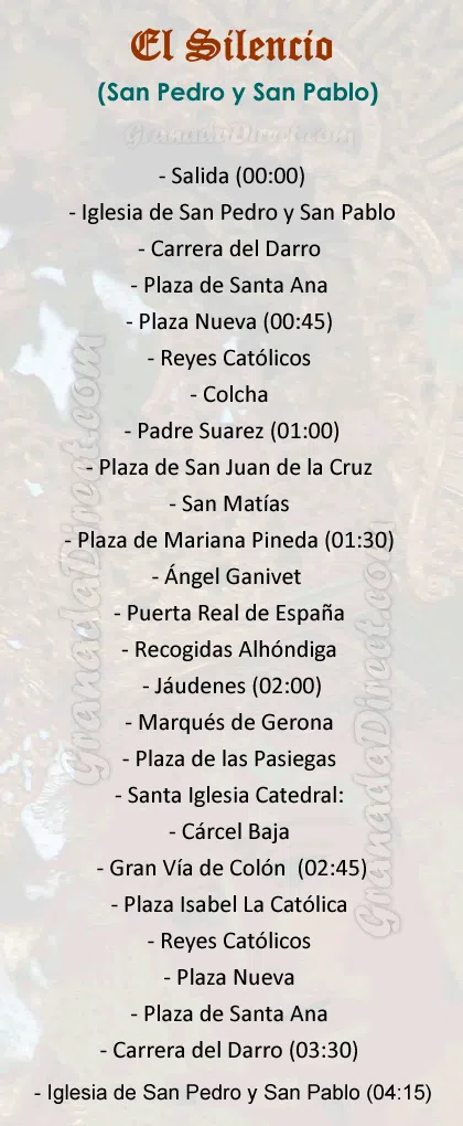 Itinerario de la Cofradía del Silencio de Granada