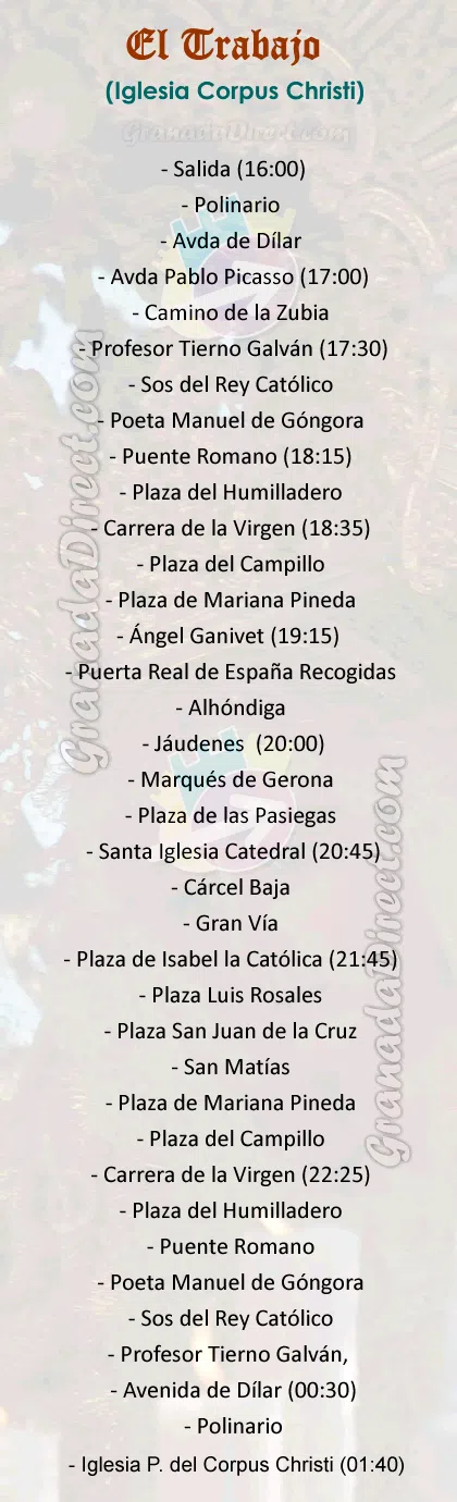 Itinerario de la Virgen de la Luz en Granada