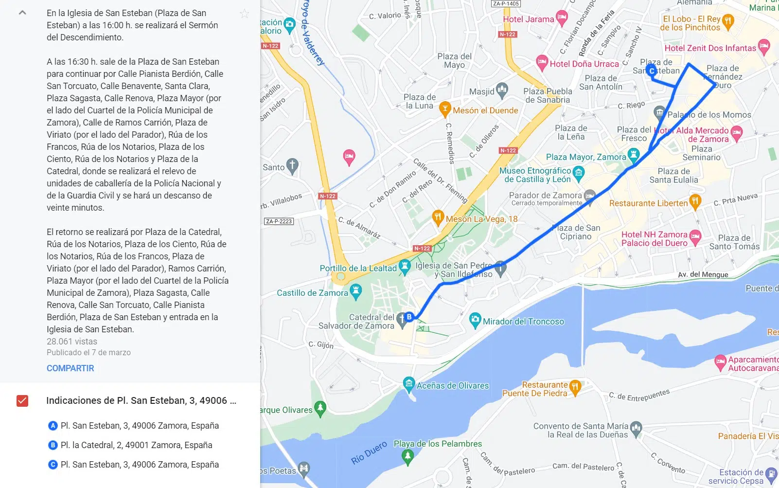 Itinerario de La Conducción al Sepulcro en Zamora