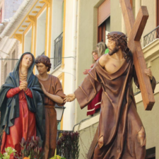 Paso del Encuentro de Jesús y María en la Calle de la Amargura (Cofradía del Perdón)